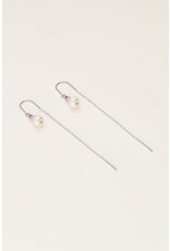 My Jewellery My Jewellery | Doortrek oorhangers met roze kralen en parel - zilver