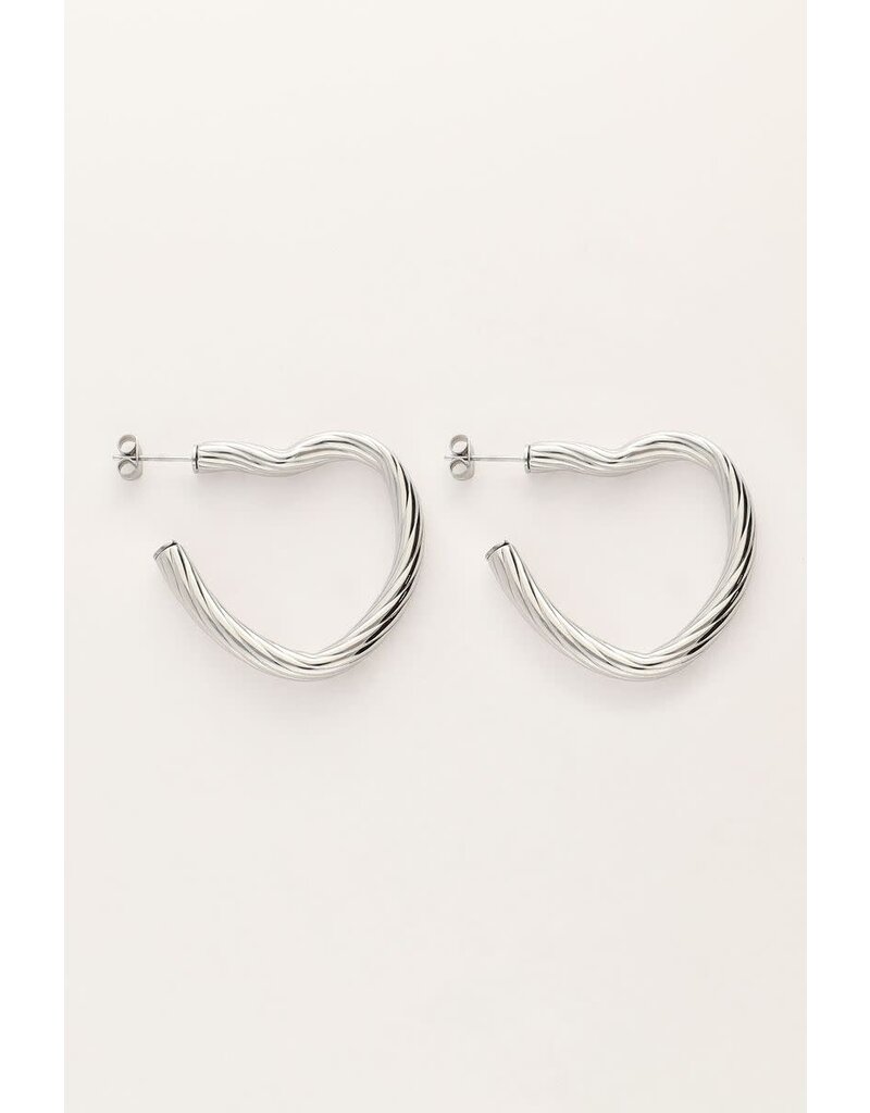 My Jewellery Vintage oorringen met open hartjes - zilver