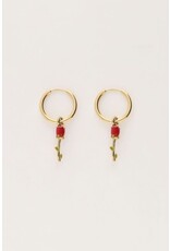 My Jewellery Vintage oorringen met gekleurde roos - goud