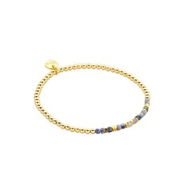 Biba Elastisch armbandje met ronde kralen - blauw