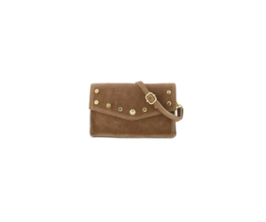 Tasje met gouden studs suede bruin 21Jewelz