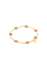 Biba Elastisch armbandje met bloemen - oudroze