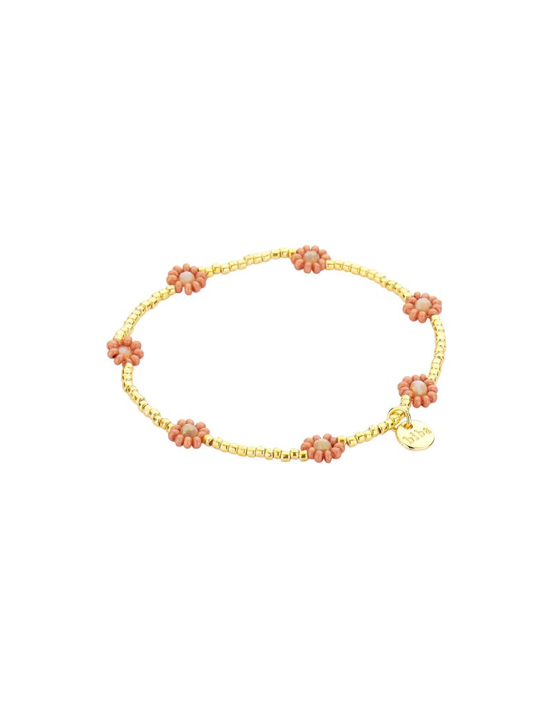 Biba Elastisch armbandje met bloemen - oudroze