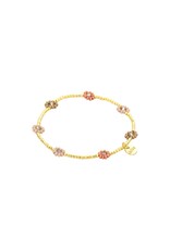 Biba Meerkleurig armbandje met bloemen - beige/roest/grijs