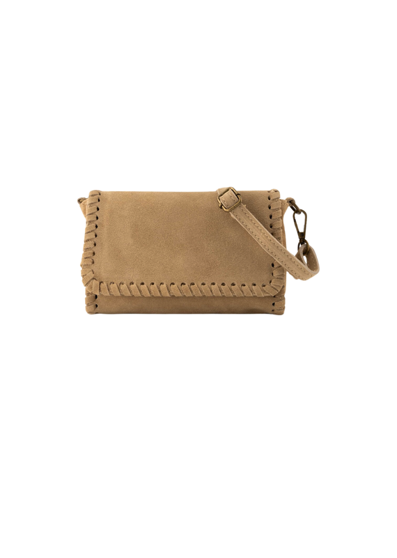 21Jewelz Suede tasje met gestikte rand - beige