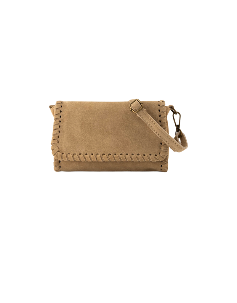 21Jewelz Suede tasje met gestikte rand - beige