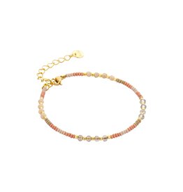 Biba Armband met kralen - beige/roest/grijs