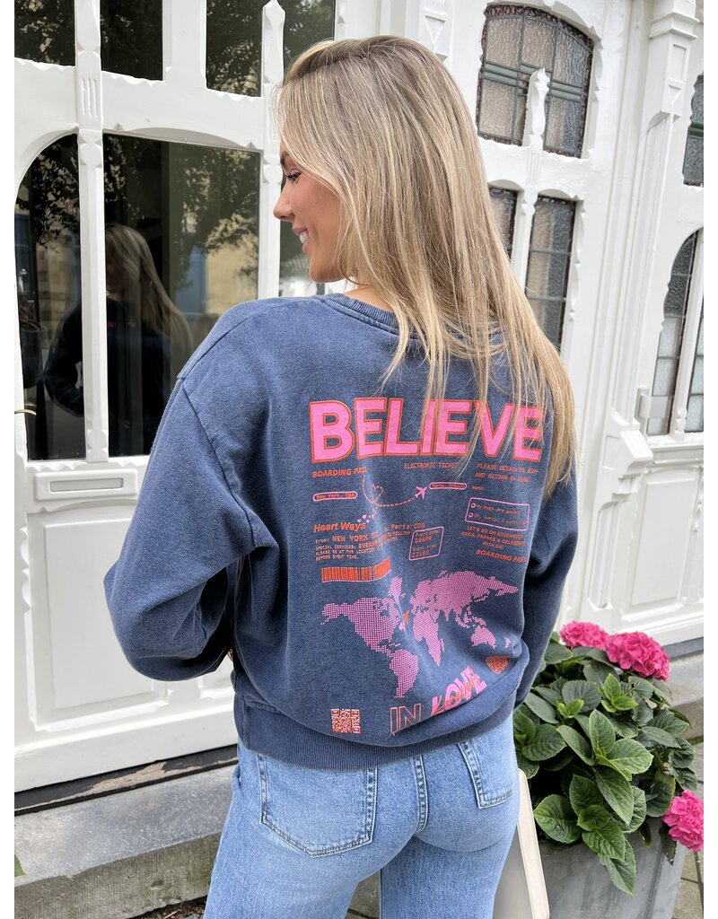 21Jewelz Sweater believe in love - donkerblauw