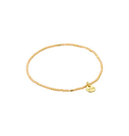 Biba Elastisch armbandje met kleine kralen - beige