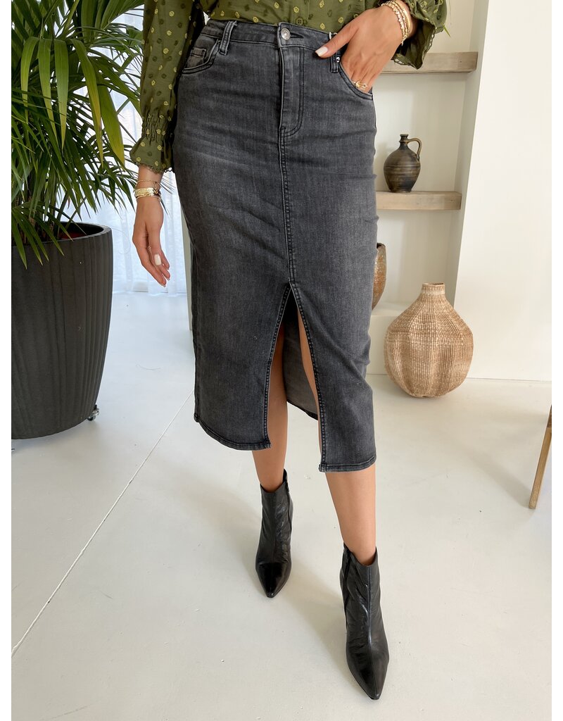 Washed jeans rok zwart 21Jewelz
