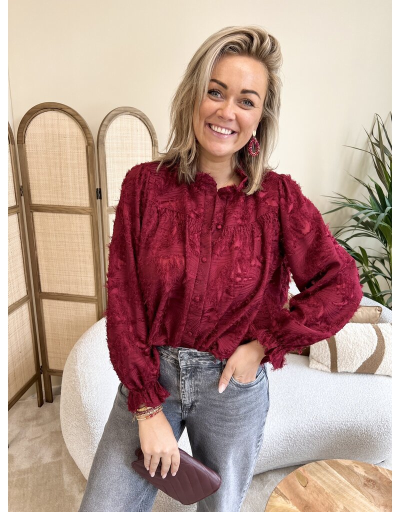 Wijde bordeaux rode blouse 21Jewelz