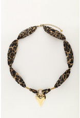 My Jewellery My Jewellery - Panterprint cord ketting met statement hart