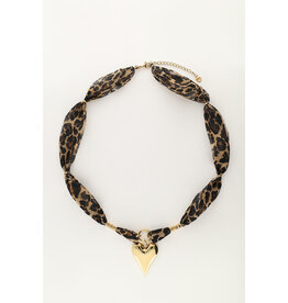 My Jewellery My Jewellery - Panterprint cord ketting met statement hart