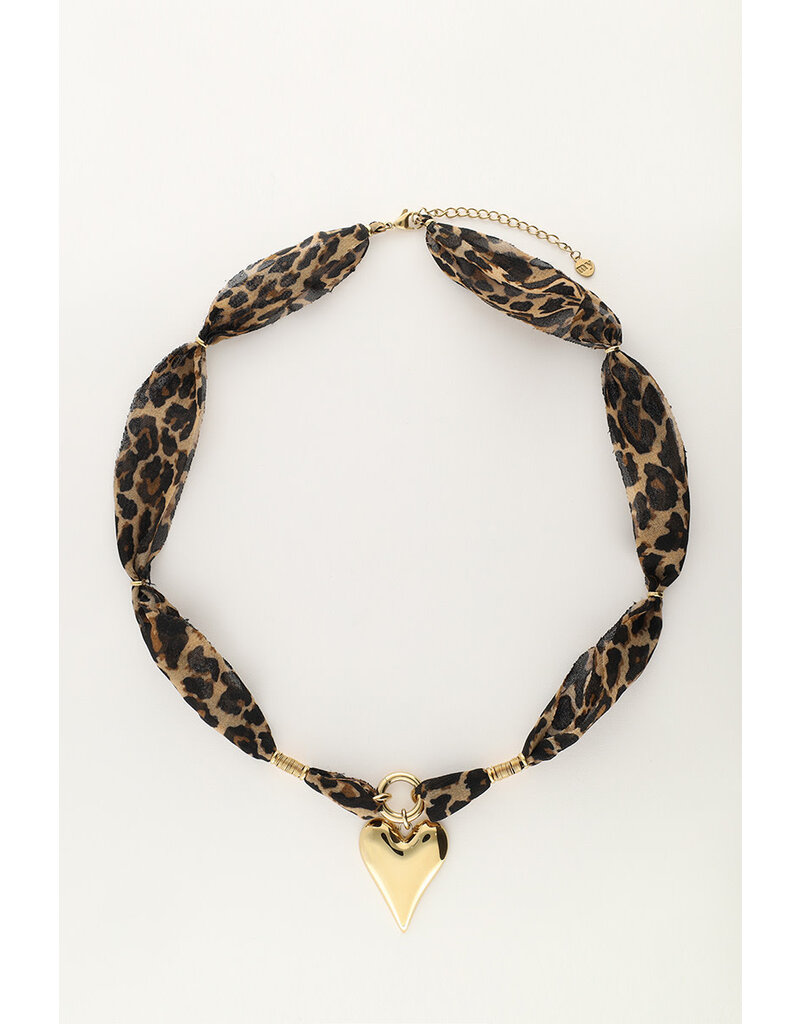 My Jewellery My Jewellery - Panterprint cord ketting met statement hart