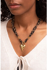 My Jewellery My Jewellery - Panterprint cord ketting met statement hart