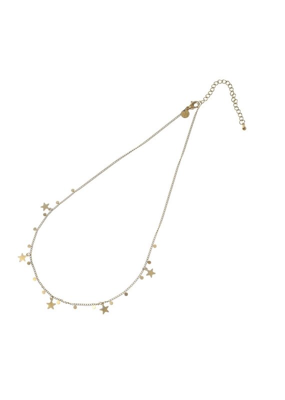 Go Dutch Label D&E - Ketting met sterretjes en kleine muntjes - goud