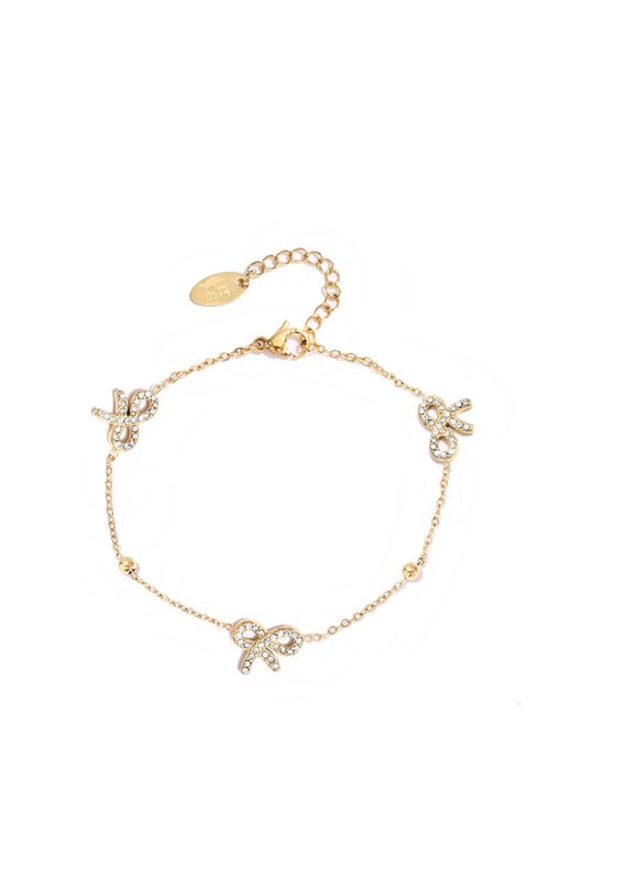 21Jewelz Armbandje met drie strikjes en steentjes