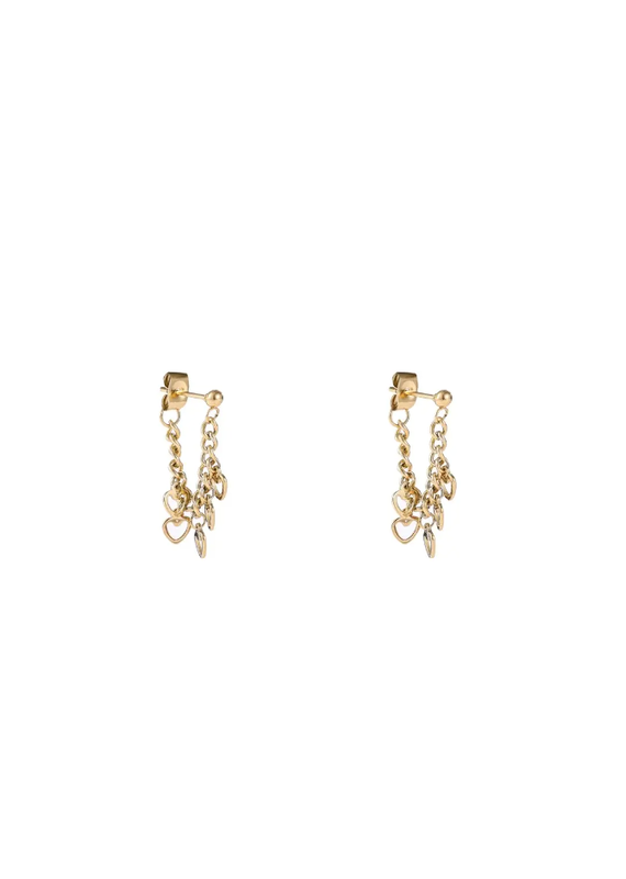 Go Dutch Label D&E - Studs met kettinkje en hartjes