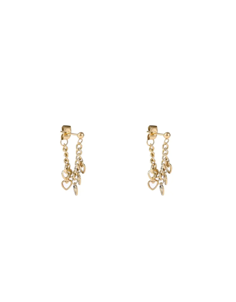 Go Dutch Label D&E - Studs met kettinkje en hartjes