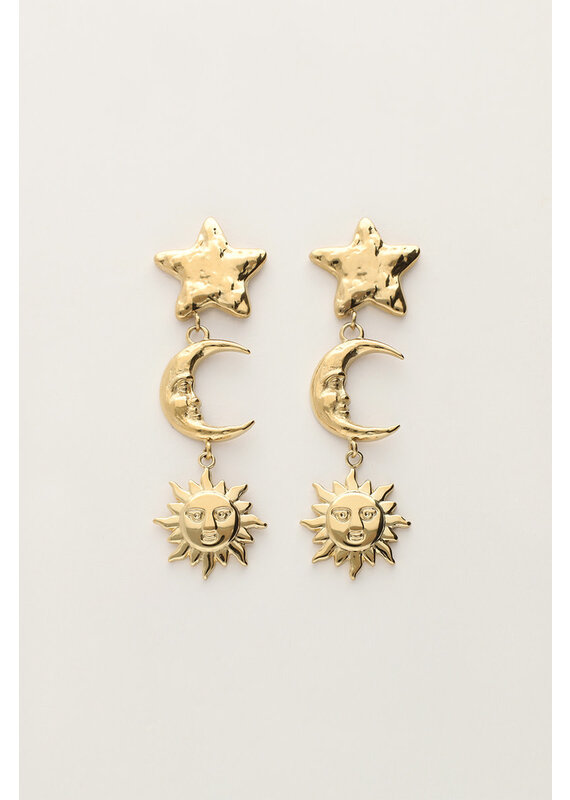 My Jewellery - Starry oorhangers met ster & zon - goud