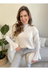 21Jewelz Kanten top met hartjes - ecru