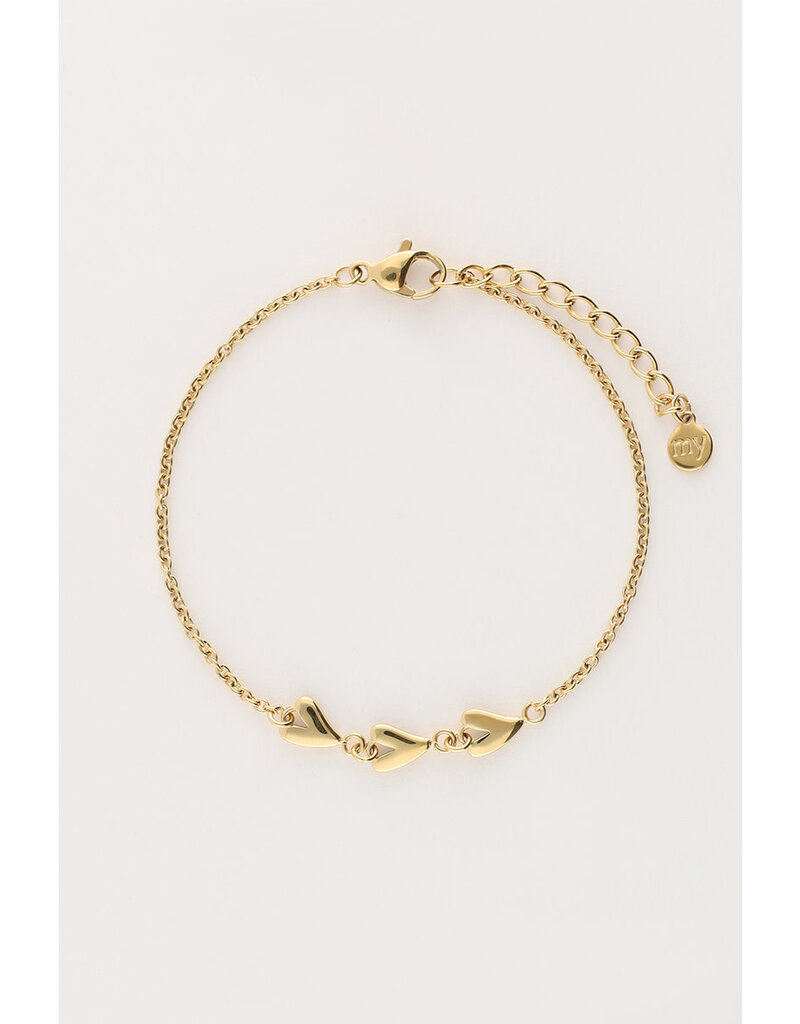 My Jewellery My Jewellery - Minimalistische armband met drie hartjes - goud