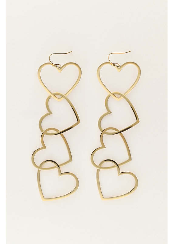 My Jewellery My Jewellery - Statement oorhangers met open hartjes - goud