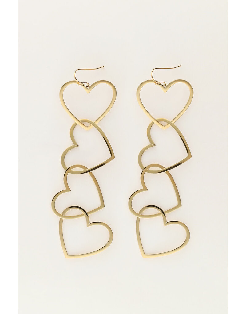 My Jewellery My Jewellery - Statement oorhangers met open hartjes - goud