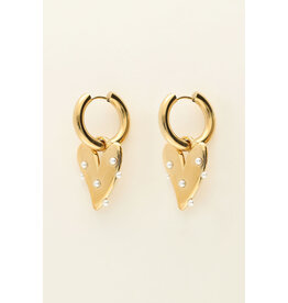 My Jewellery My Jewellery | Grote oorringen met hart en imitatieparels - goud
