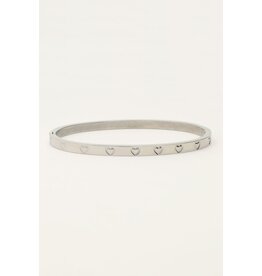 My Jewellery My Jewellery - Bangle met gegraveerde hartjes - zilver