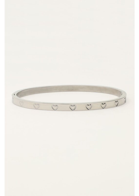 My Jewellery My Jewellery - Bangle met gegraveerde hartjes - zilver