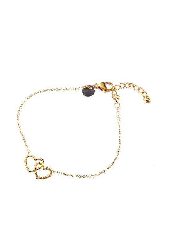 Go Dutch Label D&E - Double heart bracelet - goud