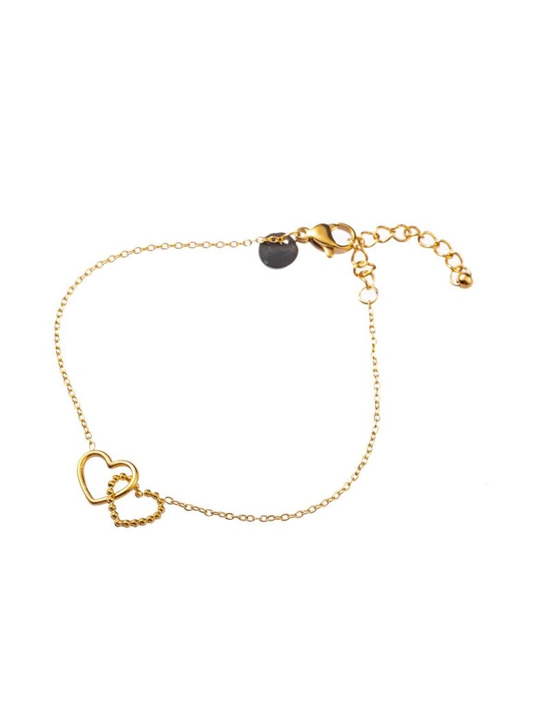 Go Dutch Label D&E - Double heart bracelet - goud