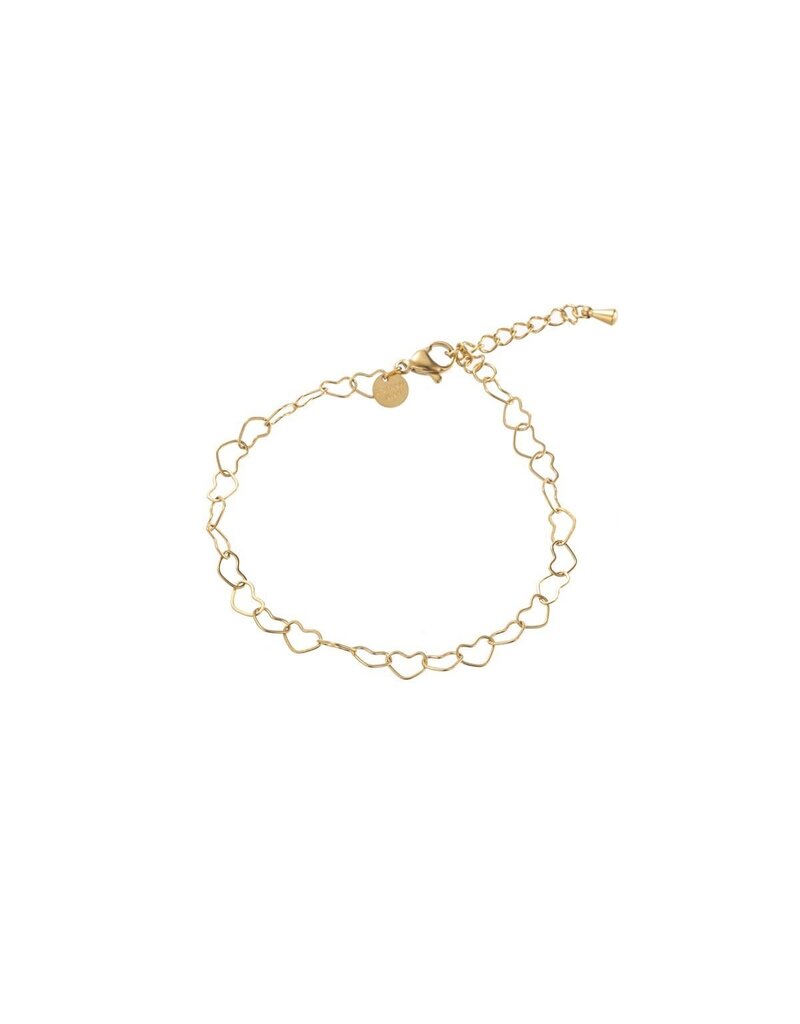 Go Dutch Label D&E - Heart Chain Bracelet  - goud