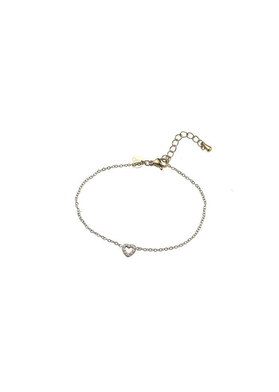 Go Dutch Label D&E - Pearly hearts bracelet - goud