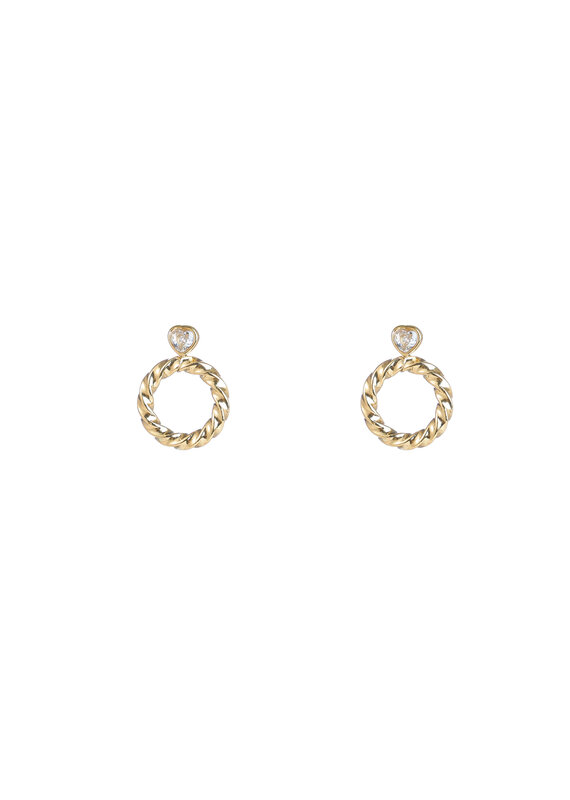 Go Dutch Label D&E - Small heart + round stud - goud