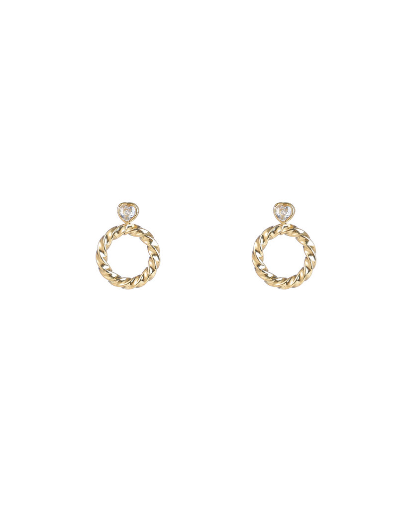Go Dutch Label D&E - Small heart + round stud - goud