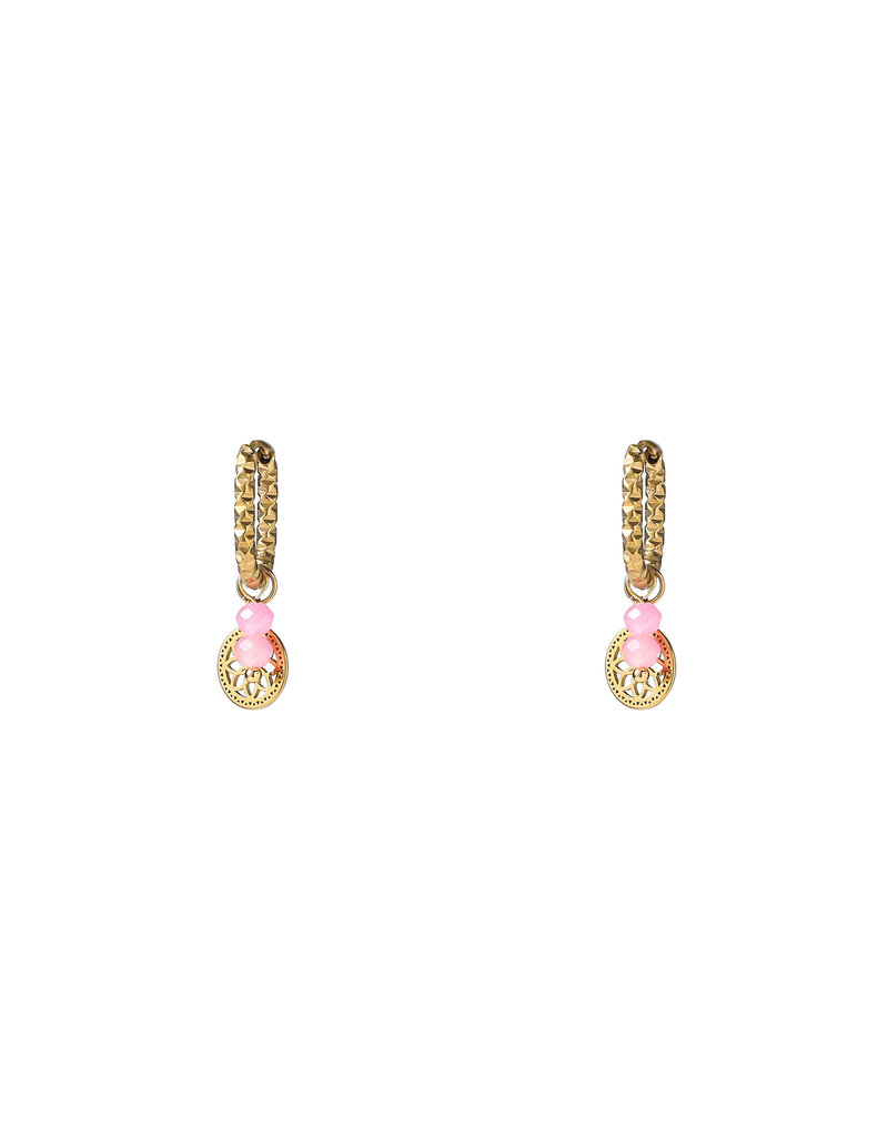 Go Dutch Label D&E - Beaded coin hoop - roze/goud
