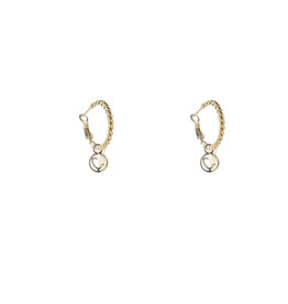 Go Dutch Label D&E - Beaded twisted hoop - wit/goud