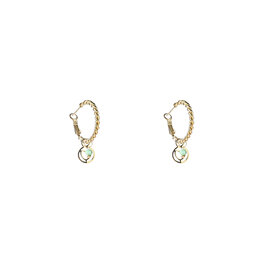 Go Dutch Label D&E - Beaded twisted hoop - mint/goud