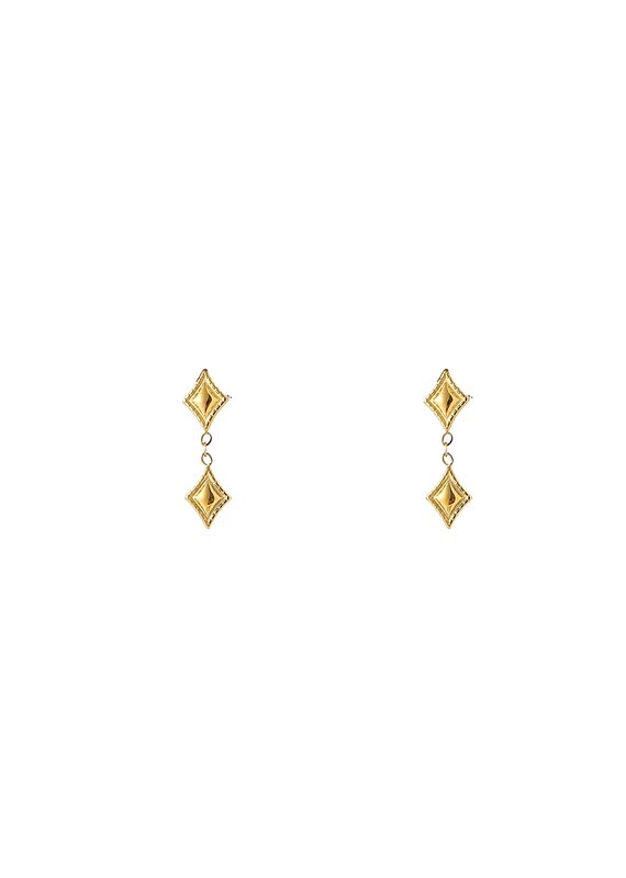 Go Dutch Label D&E - Double diamond stud - goud