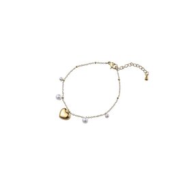 Go Dutch Label D&E - Pearls + hart bracelet - goud