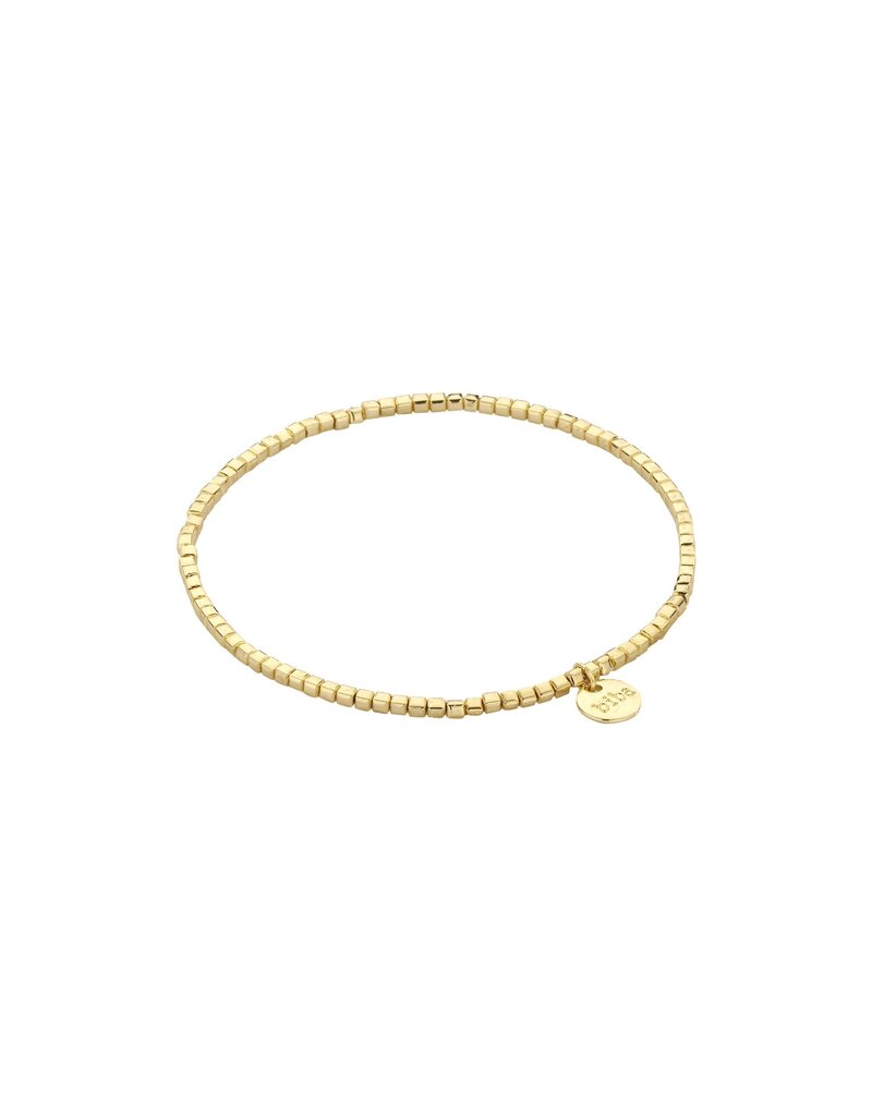 Biba Armband met kleine vierkante kralen - goud
