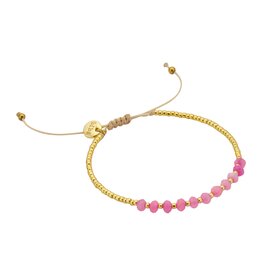 Biba Verstelbaar armbandje met kralen - roze