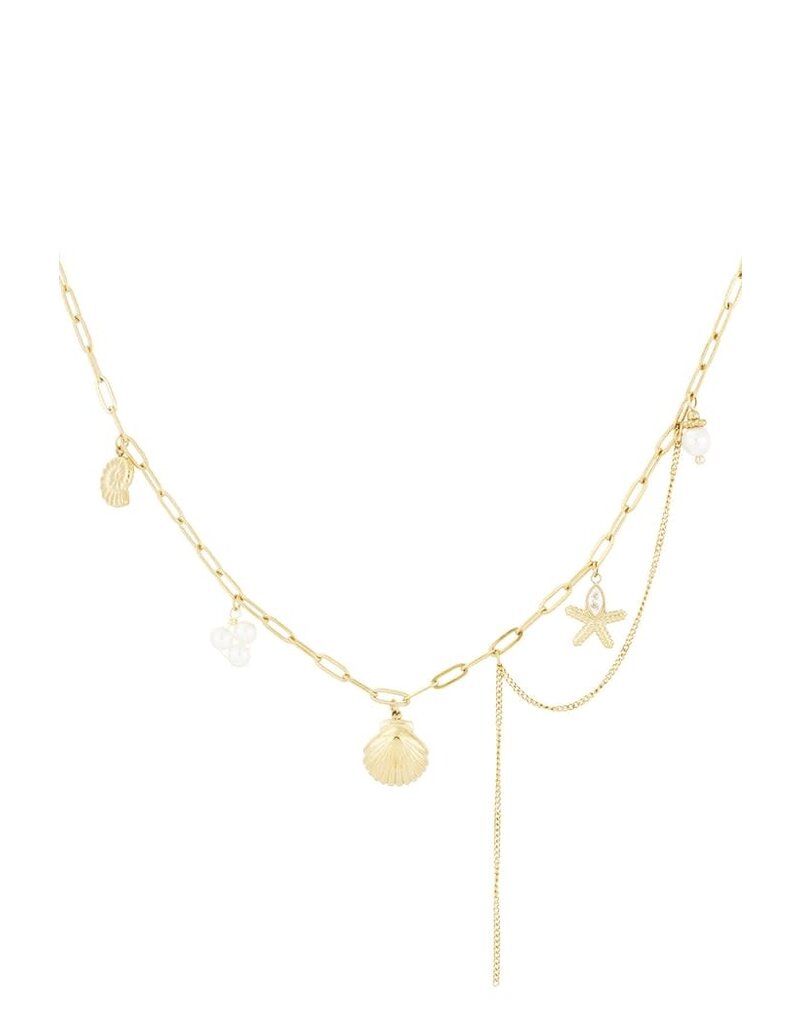 21Jewelz Ketting met schelpjes en parels - goud