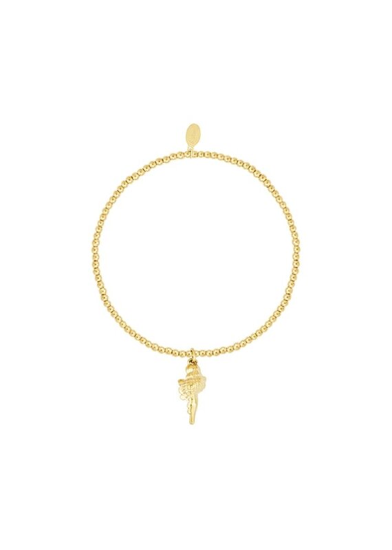 21Jewelz Elastisch armbandje met grote schelp - goud
