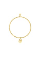 21Jewelz Elastisch armbandje met schelpje - goud