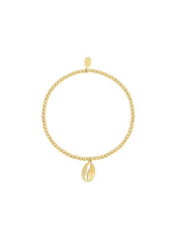 21Jewelz Elastisch armbandje met schelpje - goud