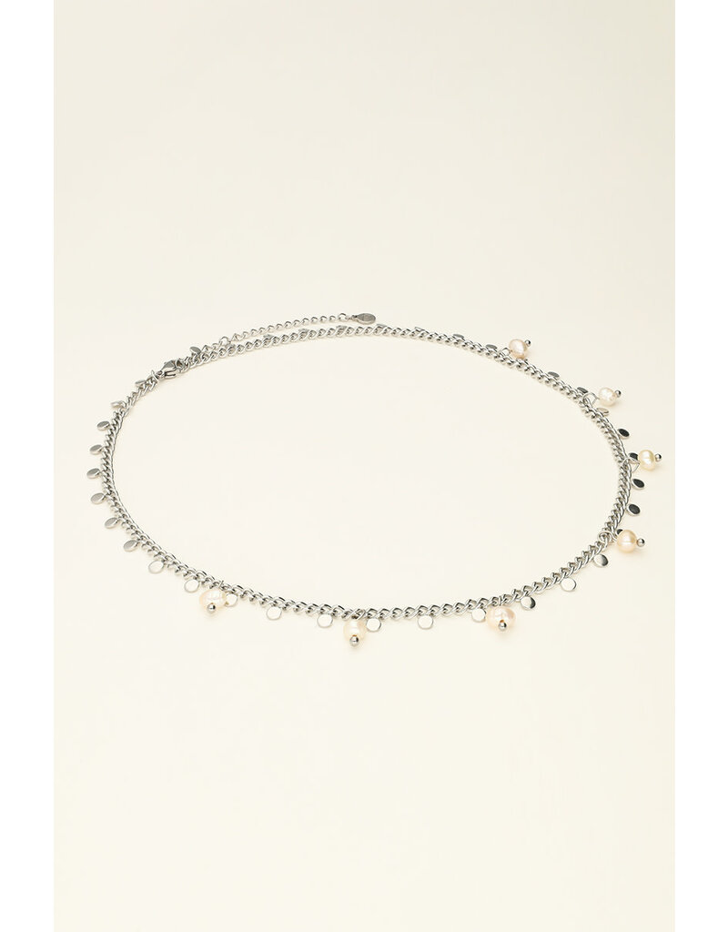 My Jewellery My Jewellery | Ketting met kleine munten en zoetwaterparels - zilver