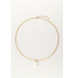 My Jewellery My Jewellery | Schakelketting met glazen imitatieparel - goud